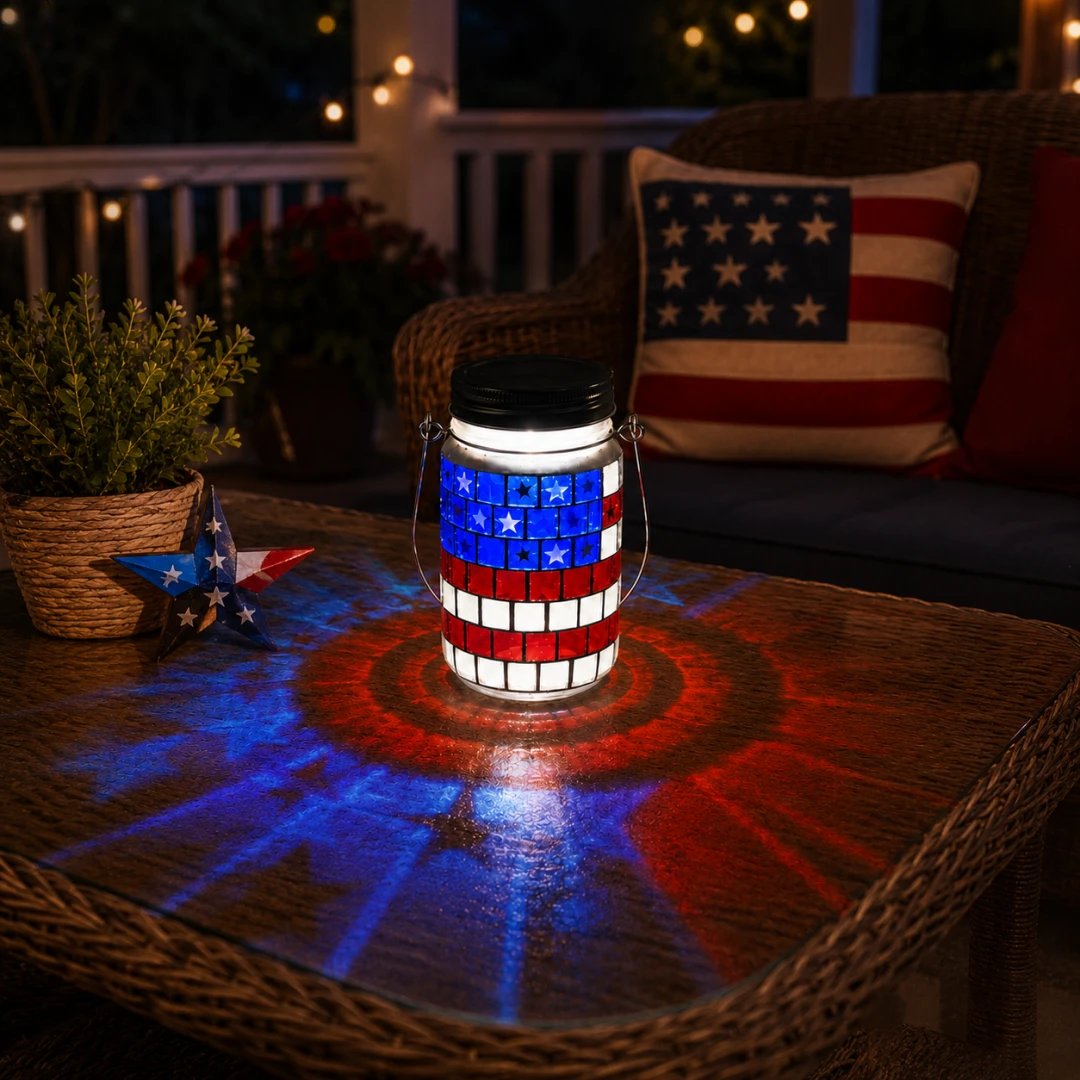 🔥 Last Day 50% OFF - 4th of July Solar Patriotic Mason Jar Lantern
