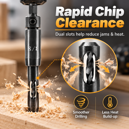 🔧Self-centering drill bit kit - 3/32" 7/64" 1/8" center hinge drill bits for 1/4" hex shank drills