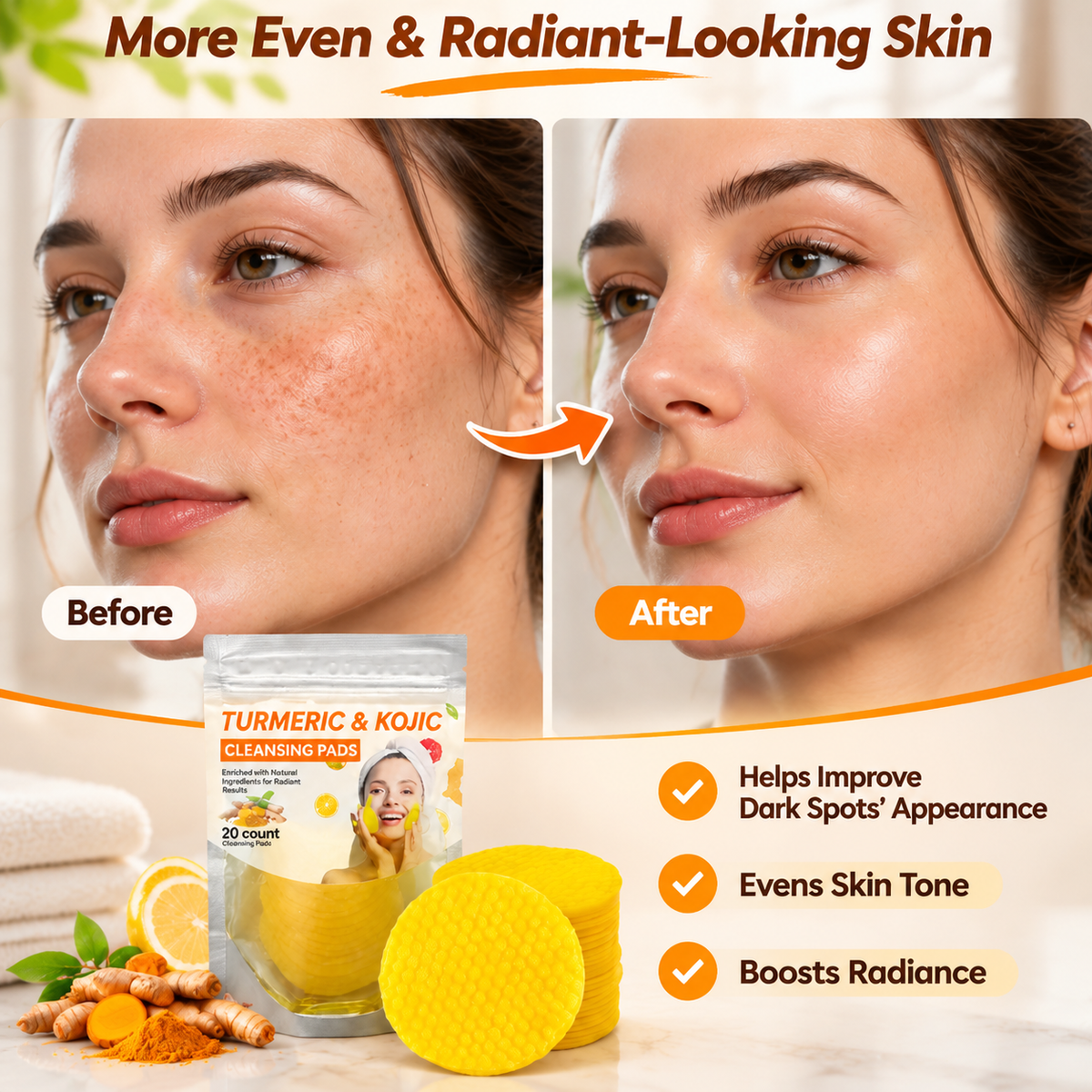 Turmeric & Kojic Acid Resurfacing Exfoliating Pads – Moisturizing Pads