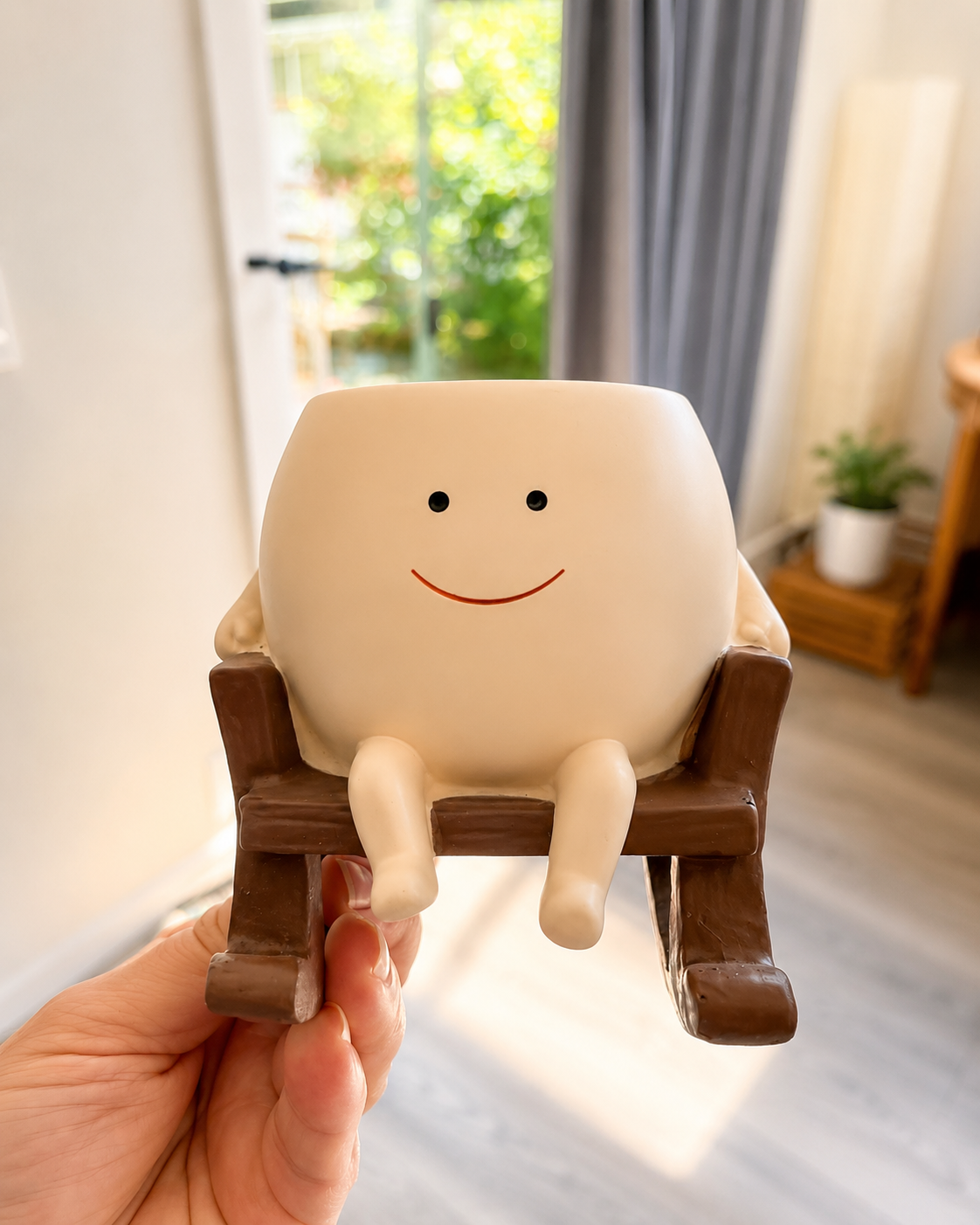 Handmade Smiling Face Swing Planter 🪵🌱