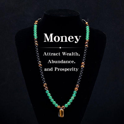 ✨ Money Attraction Necklace 💰 Green Aventurine & Tiger Eye Crystal