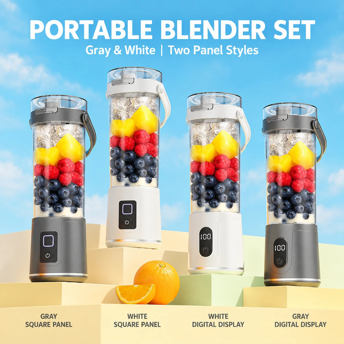 Portable Blender Cup with Carry Handle for Smoothies and Shakes