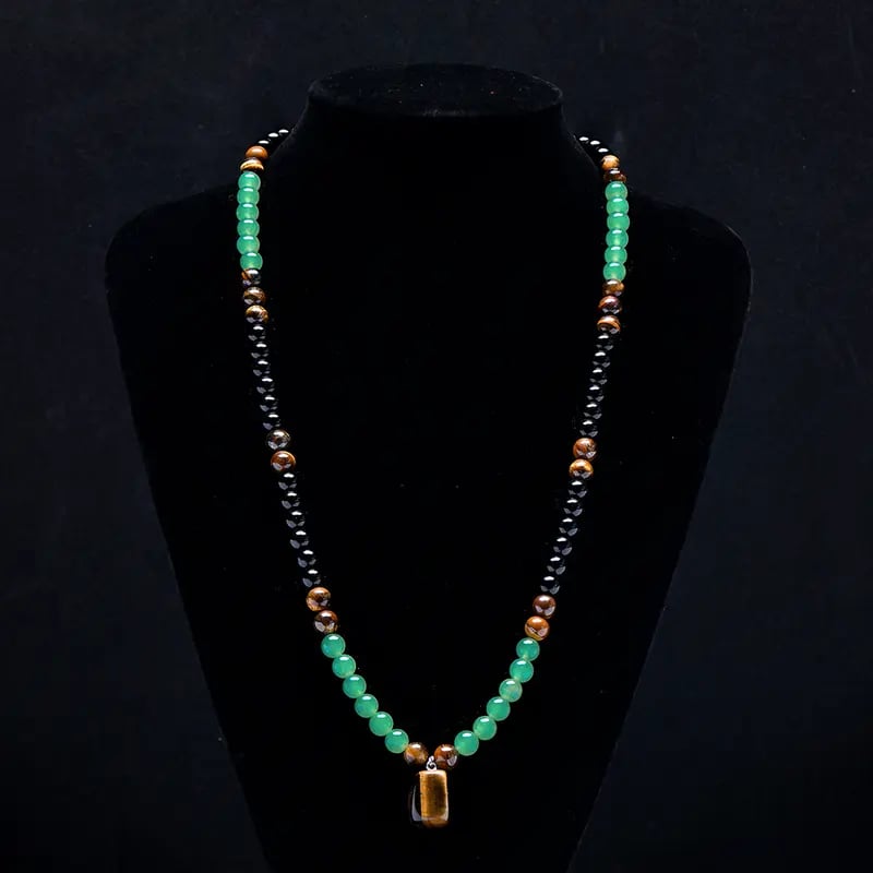 ✨ Money Attraction Necklace 💰 Green Aventurine & Tiger Eye Crystal