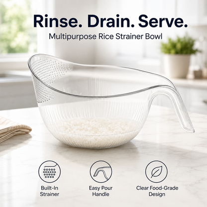 🔥 CLEARANCE SALE: Multipurpose Rice Strainer Bowl – Rinse, Drain & Prep in One