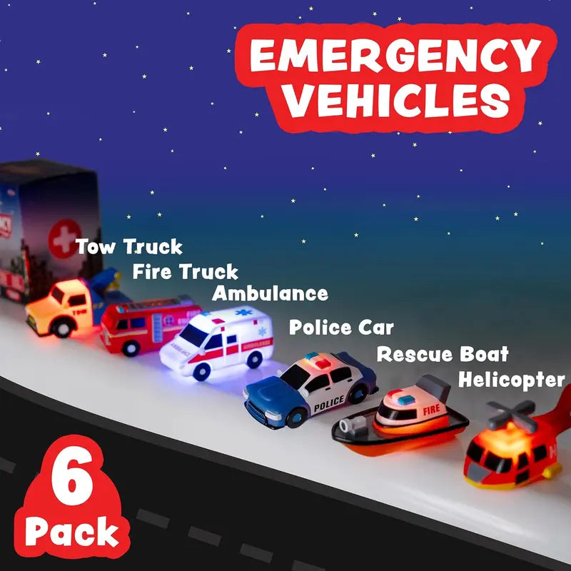 🚑6-Piece Baby Emergency Car Bath Toy - Water-Changing, Floating, Light-Up Sensory Learning Tool