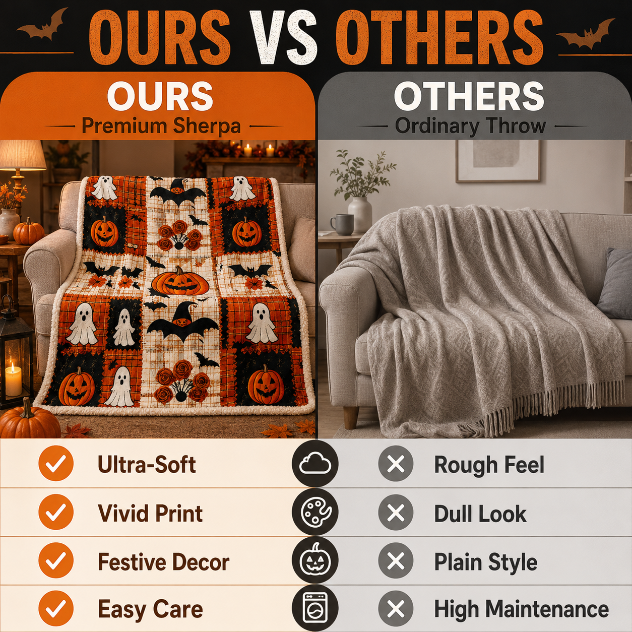 Spooky Cozy Halloween Throw Blanket👻
