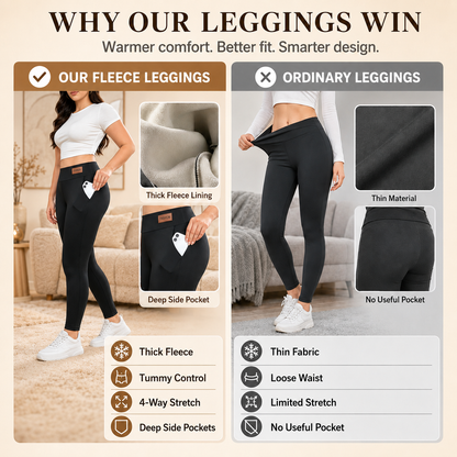 🔥 Fleece-Lined Thermal Leggings with Pockets