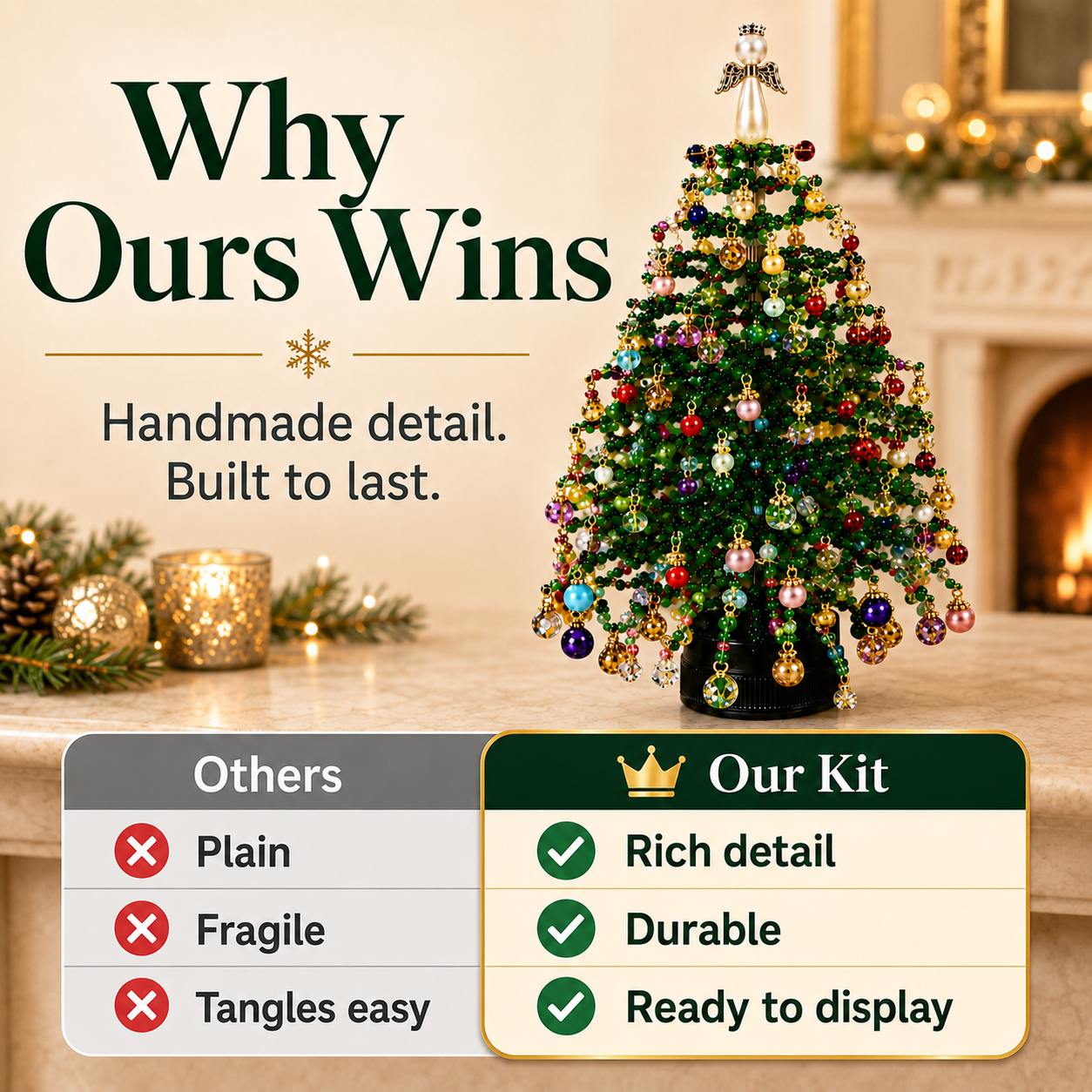 🎄 Handcrafted Beaded Christmas Tree Decor