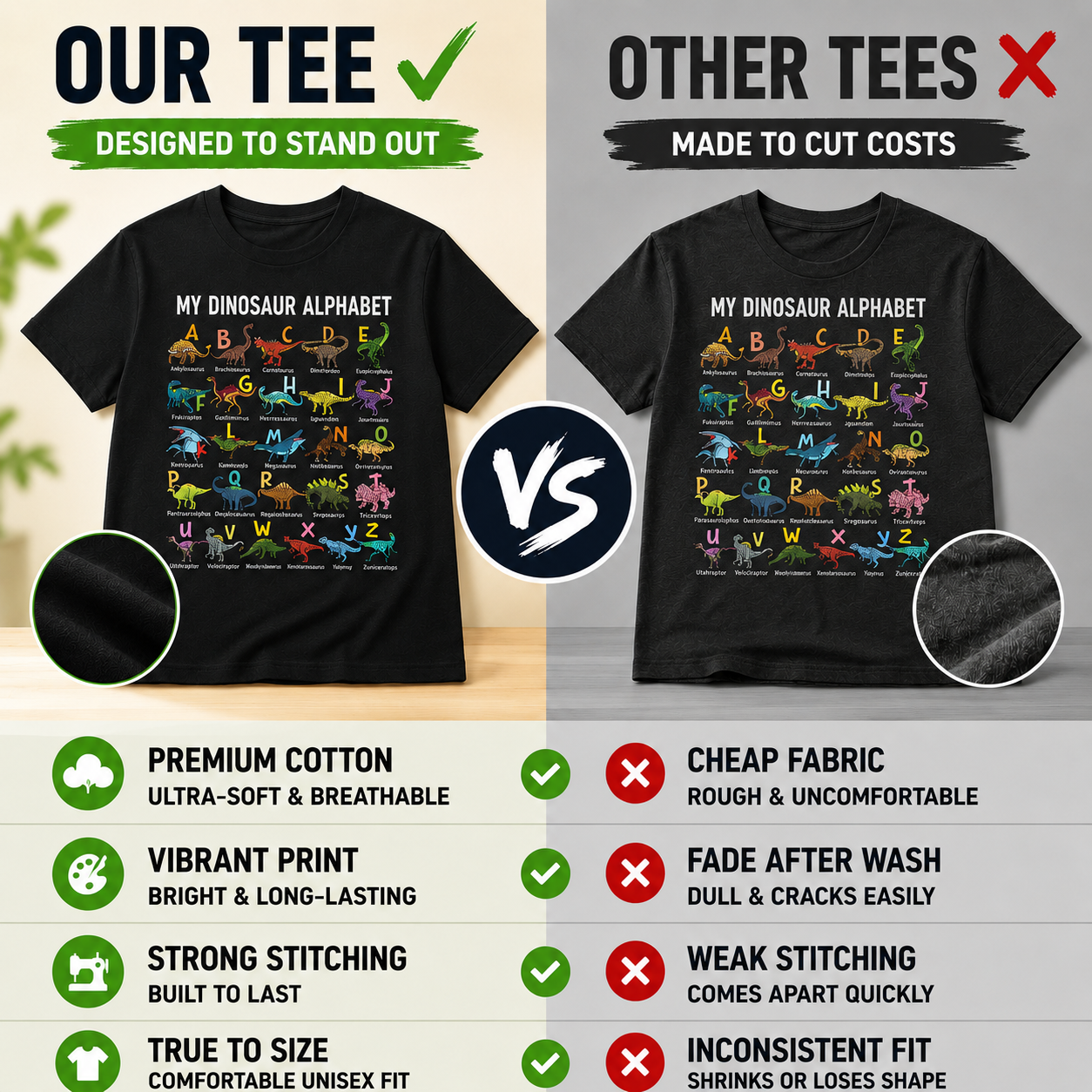 Dinosaur Alphabet Soft Cotton Tee