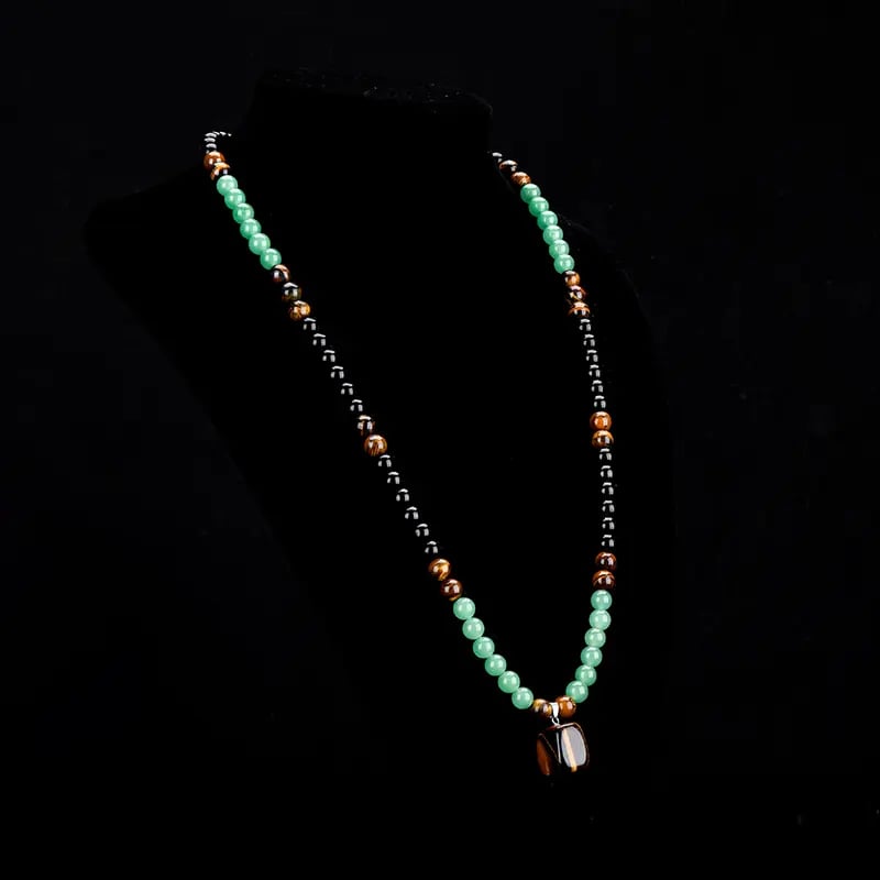 ✨ Money Attraction Necklace 💰 Green Aventurine & Tiger Eye Crystal