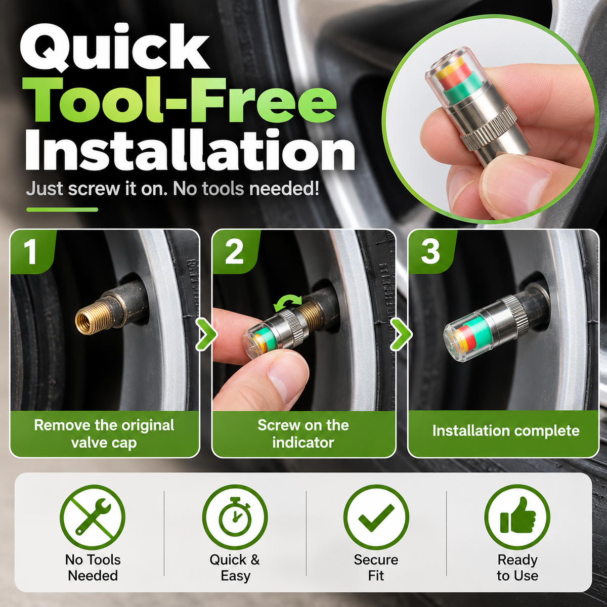 🚗🛠️4 PCS Car Tire Pressure Monitor Valve- tire valve stem caps