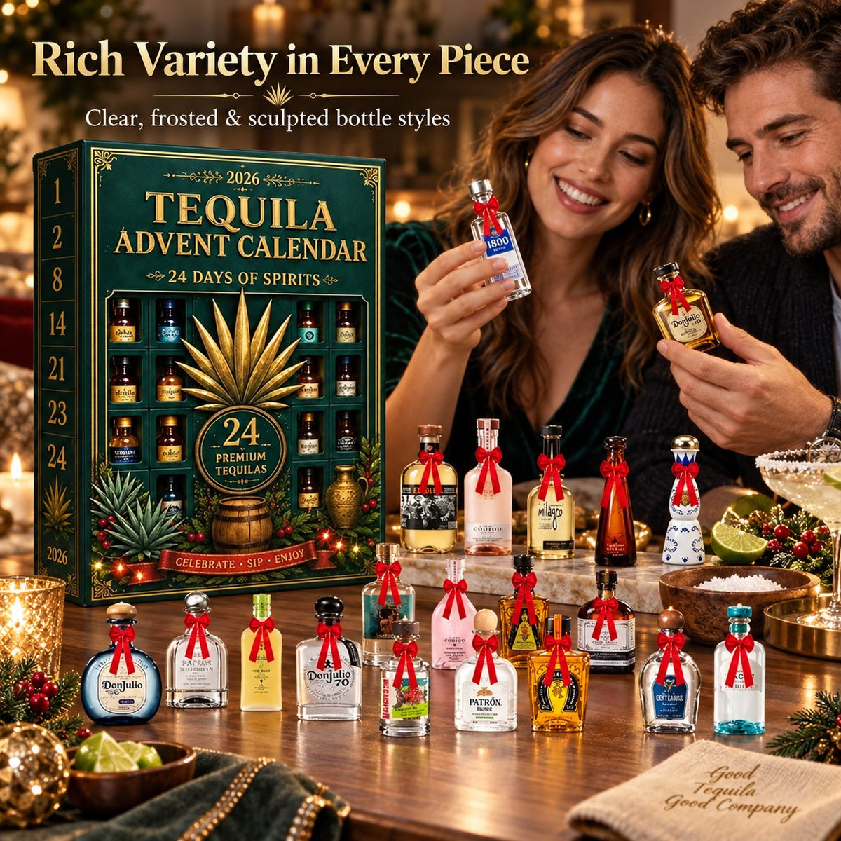 24-Day Mini Tequila Bottle Advent Blind Box for Holiday Celebration