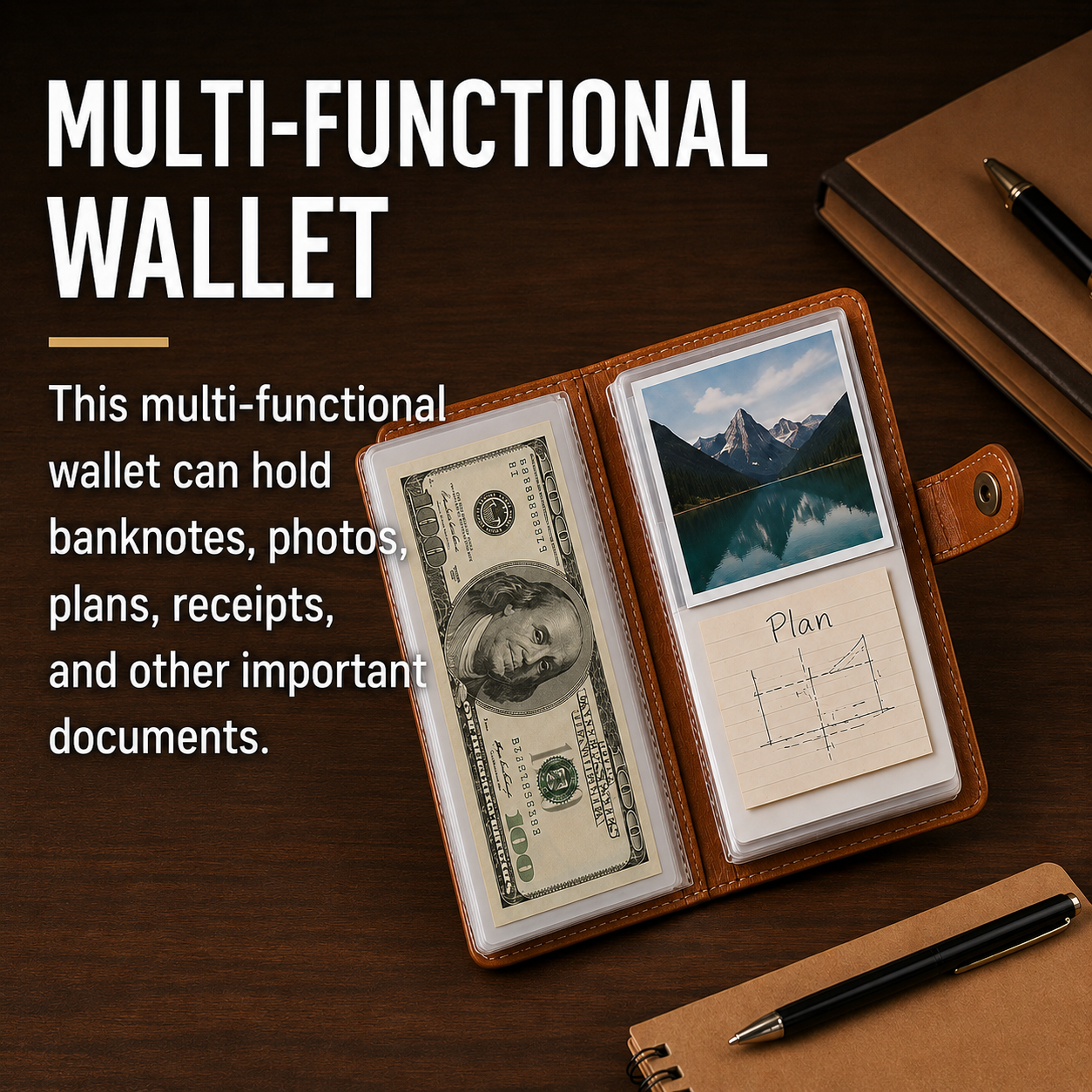 💵100 Sheets Transparent Pocket Wallet - With Combination Lock