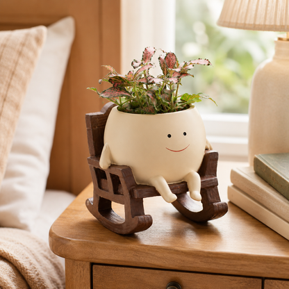 Handmade Smiling Face Swing Planter 🪵🌱