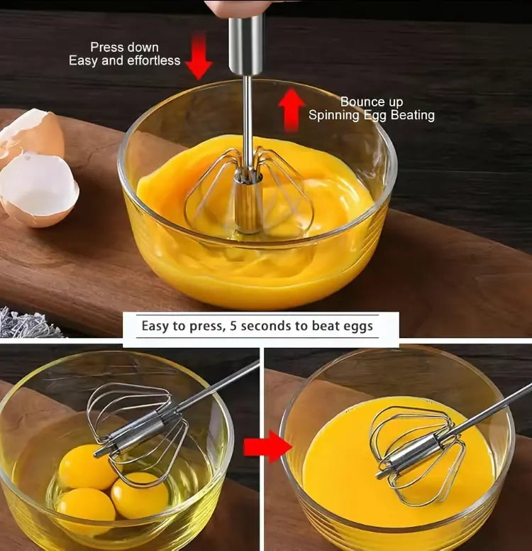 ⚙️Stainless steel semi-automatic rotary whisks - suitable for whipping coffee and eggs