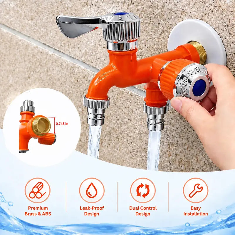 🚰Plastic Washing Machine Faucet with Dual Outlets – Freeze-Resistant and High-Temperature Resistant