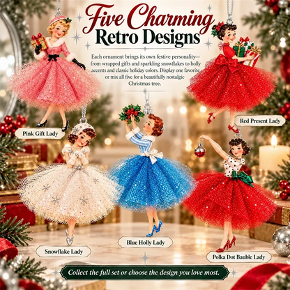 Vintage Christmas Lady Ornaments – 1950s-Inspired Holiday Charm 🎄