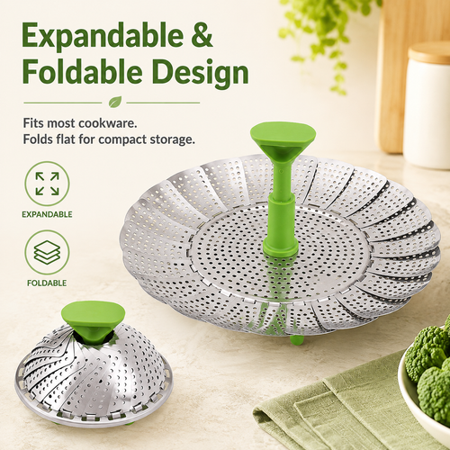 🛡️Stainless steel folding lotus telescopic steamer