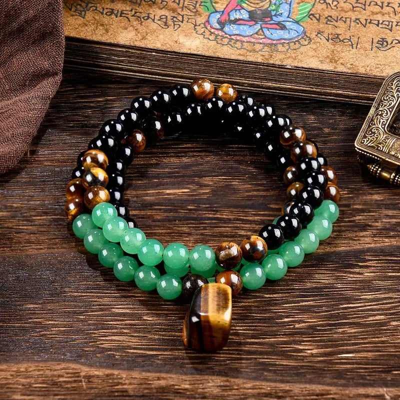 ✨ Money Attraction Necklace 💰 Green Aventurine & Tiger Eye Crystal