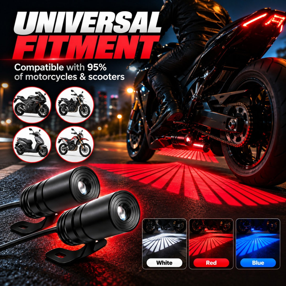 🏍️ Dual Motorcycle Laser Projector Lights