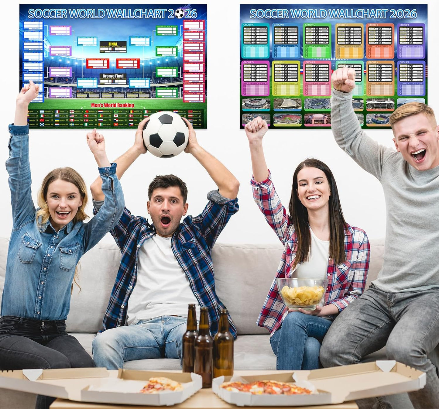 ⚽🏆 2026 Soccer Fan Wall Chart Kit 📅 Group Stage & Knockouts