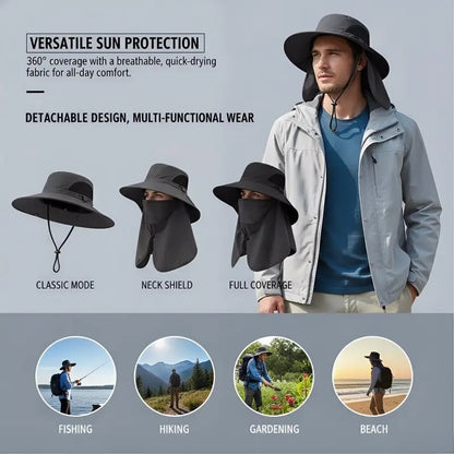 🌞 Spring/Summer Fisherman Hat 🏕️ Detachable Sun Protection