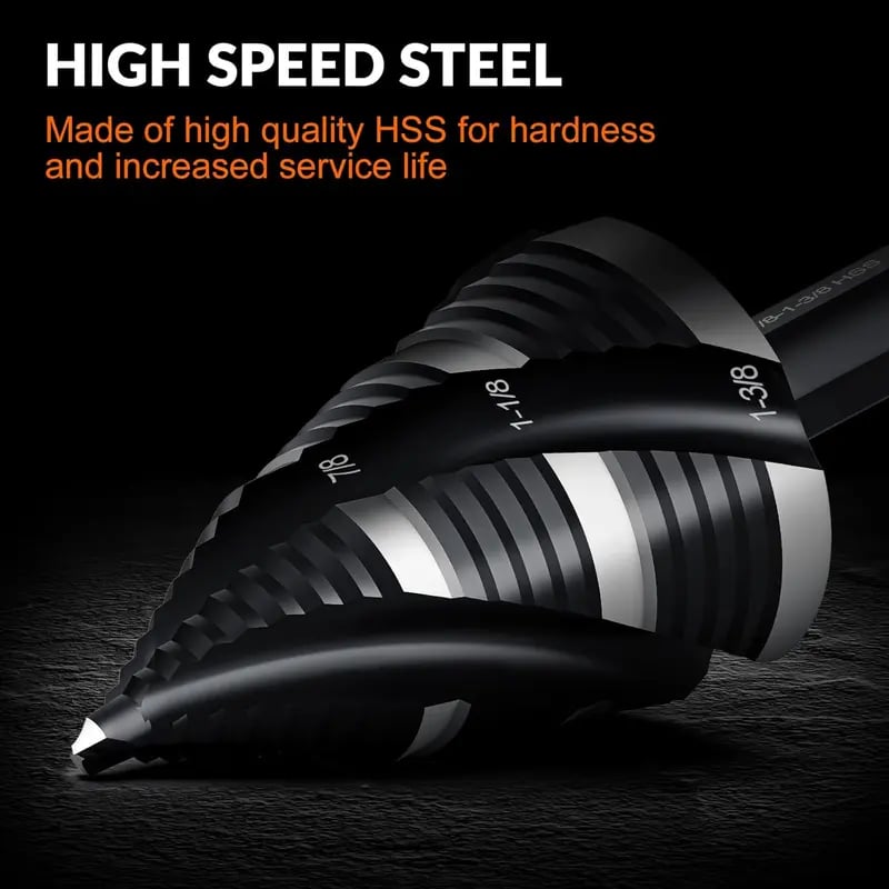 🔩⚙️ 5-Pcs Spiral Flute Step Drill Bit Set – HSS Unibit Kit 💪
