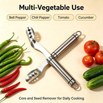 🔪Stainless steel serrated chili pepper deseeder