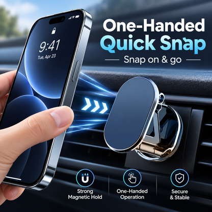🔄Foldable metal magnetic car phone holder - 360° rotating