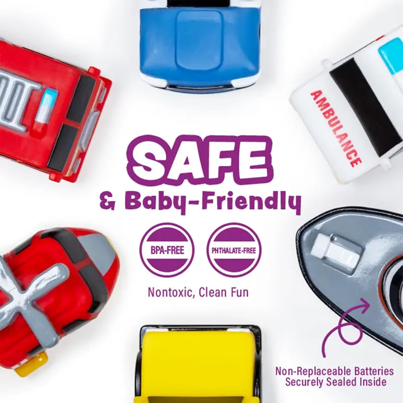 🚑6-Piece Baby Emergency Car Bath Toy - Water-Changing, Floating, Light-Up Sensory Learning Tool