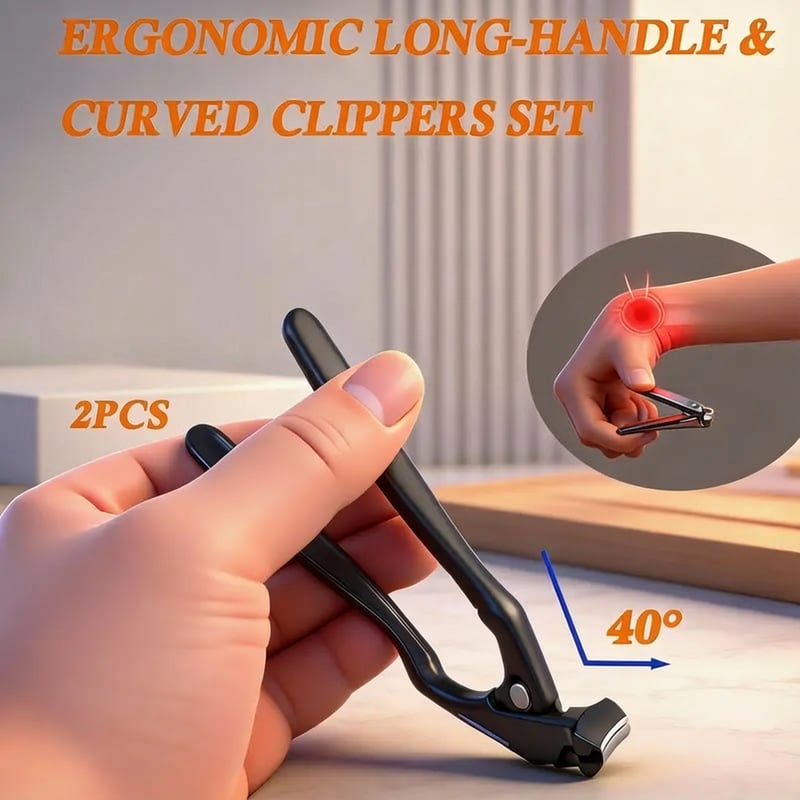 ✂️🖤 Easy-Grip Curved Nail Clipper for Seniors