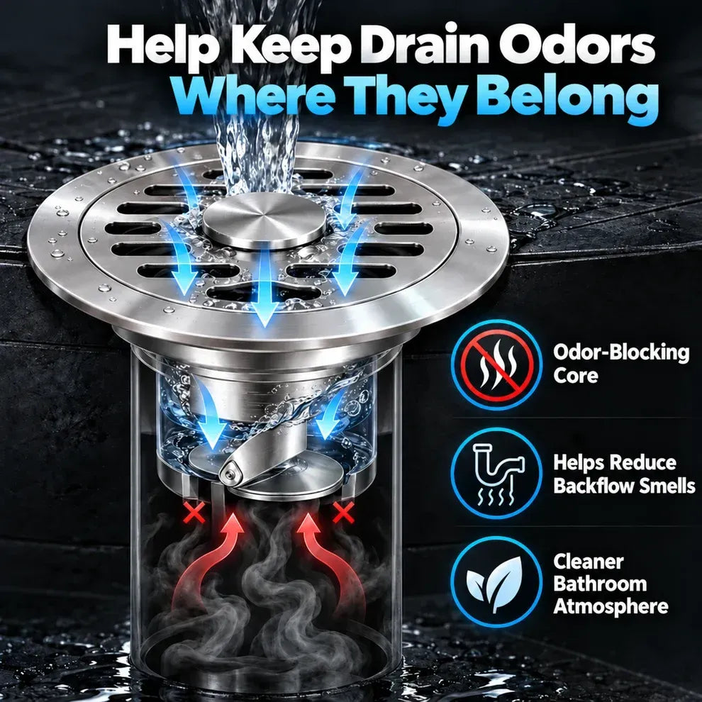 🚿 Stainless Steel Floor Drain with Odor-Blocking Core & Fast Drainage