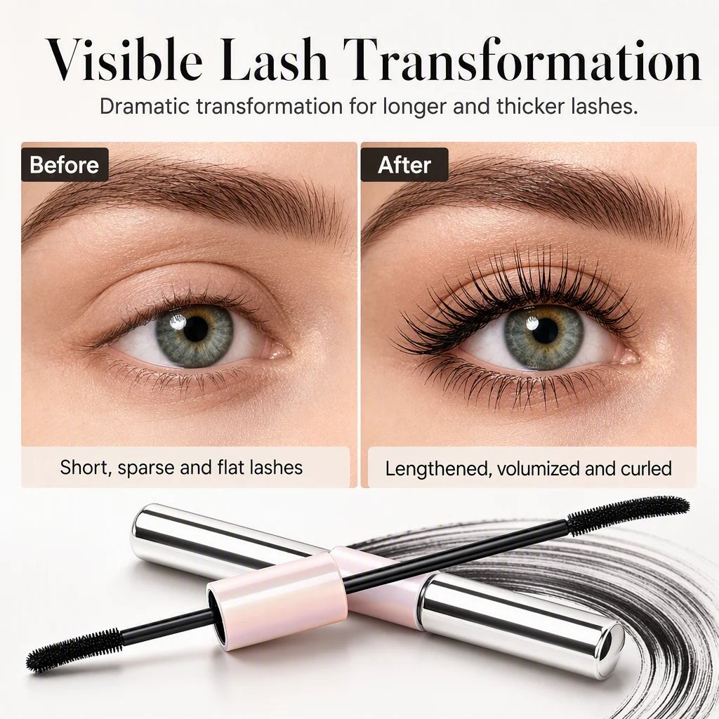 ✨ 24H Waterproof Double-Ended Mascara – 2mm Precision Brush for Longer, Lifted Lashes