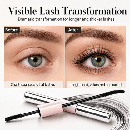 ✨ 24H Waterproof Double-Ended Mascara – 2mm Precision Brush for Longer, Lifted Lashes
