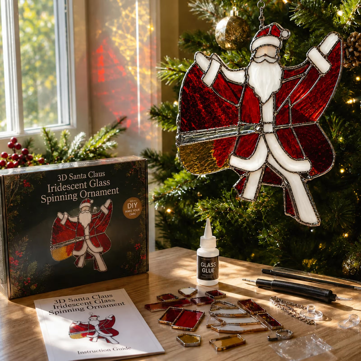 ⭐ The Ultimate Holiday DIY Gift:  3D Iridescent Glass-Style Christmas Suncatcher Ornament Kit 🎄❄️