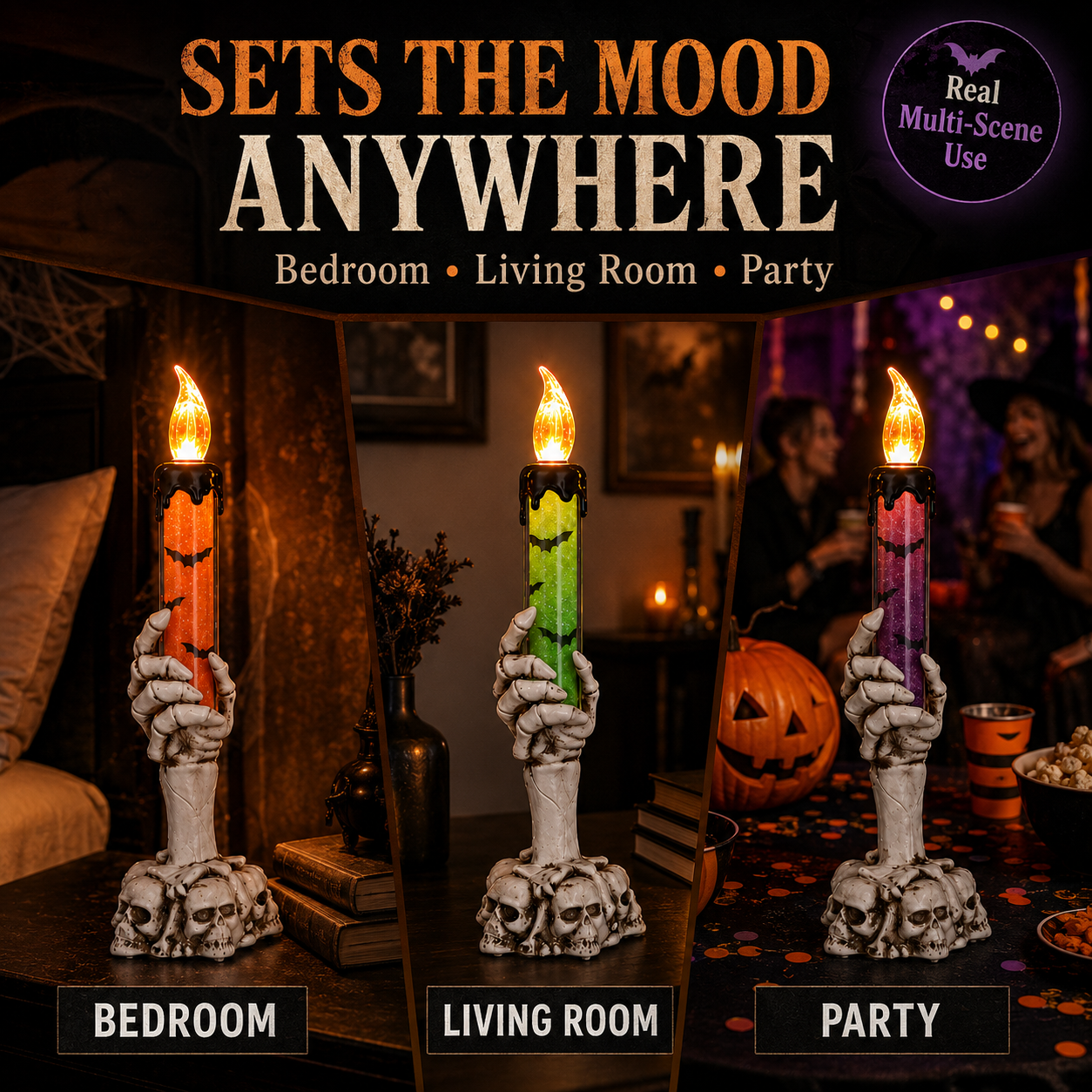Spooky Skeleton Hand LED Halloween Decor Candle💀