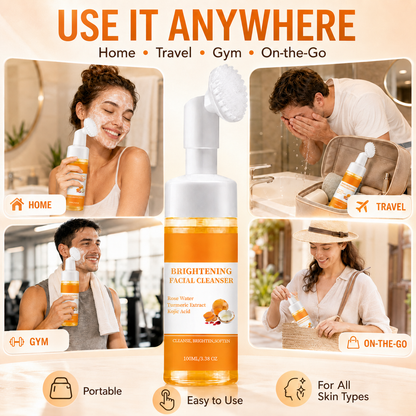 ✨ Turmeric & Kojic Acid Brightening Facial Cleanser Foaming Brush