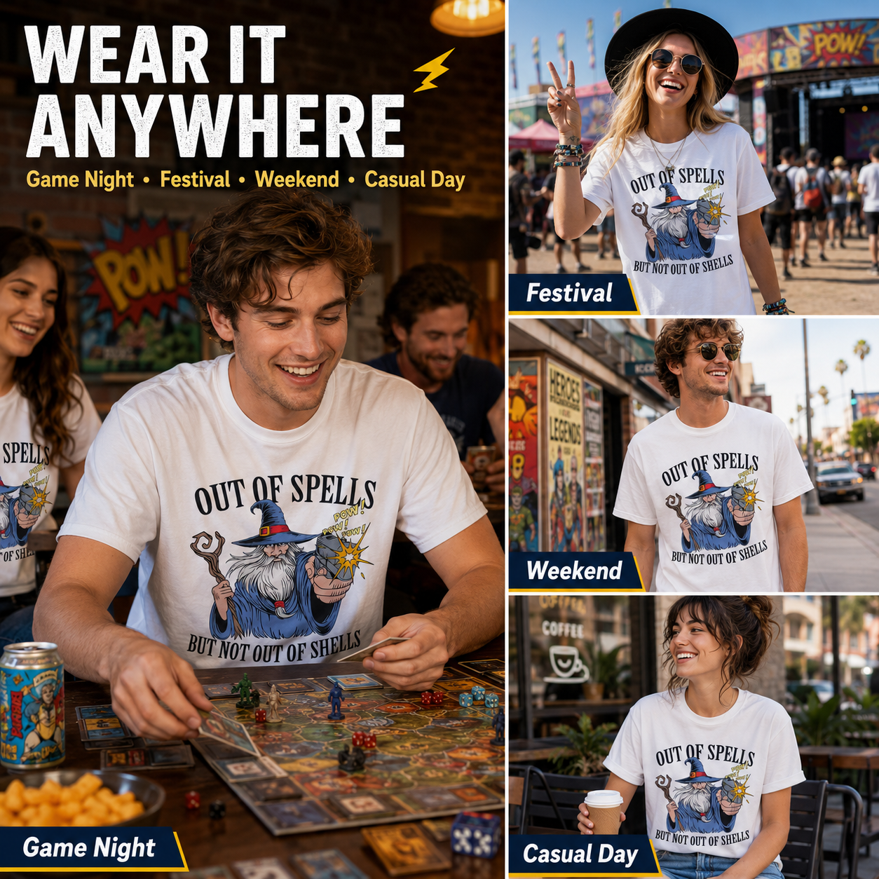 Out of Spells, But Not Out of Shells Graphic Tee 🧙‍♂️🔫