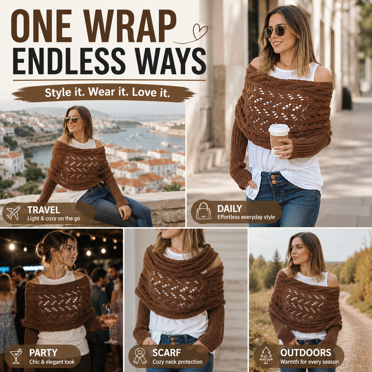 The Sleeve Knit Scarf – Versatile Chunky Wrap Shawl🧣