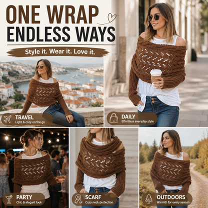 The Sleeve Knit Scarf – Versatile Chunky Wrap Shawl🧣