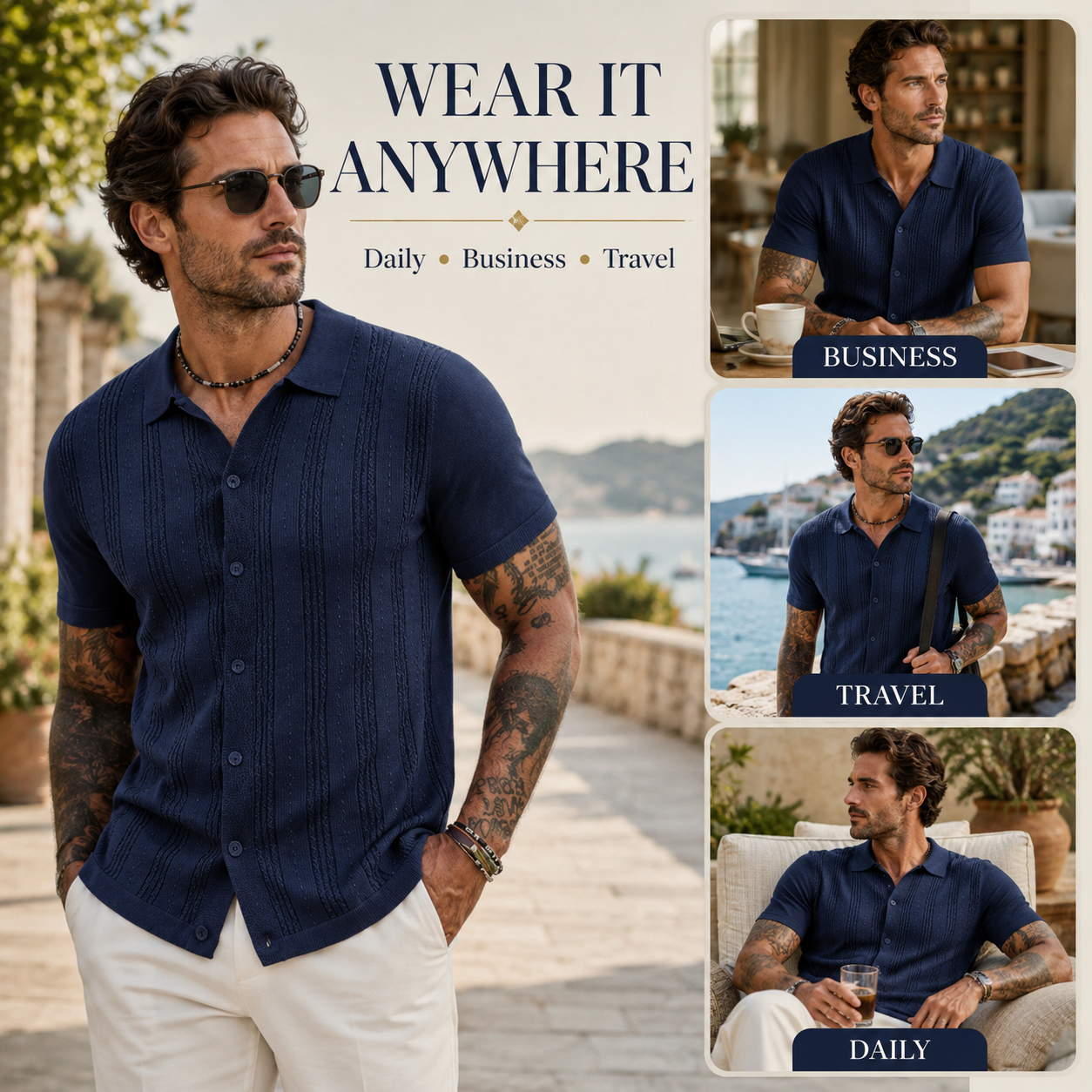 🧶 Textured Knit Polo | Effortless Everyday Style