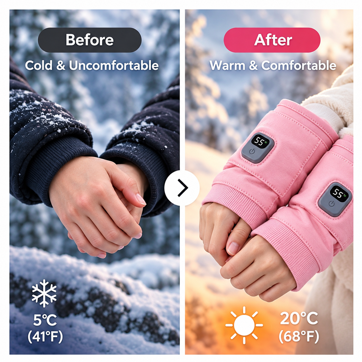 Unisex Rechargeable Heated Fingerless Gloves