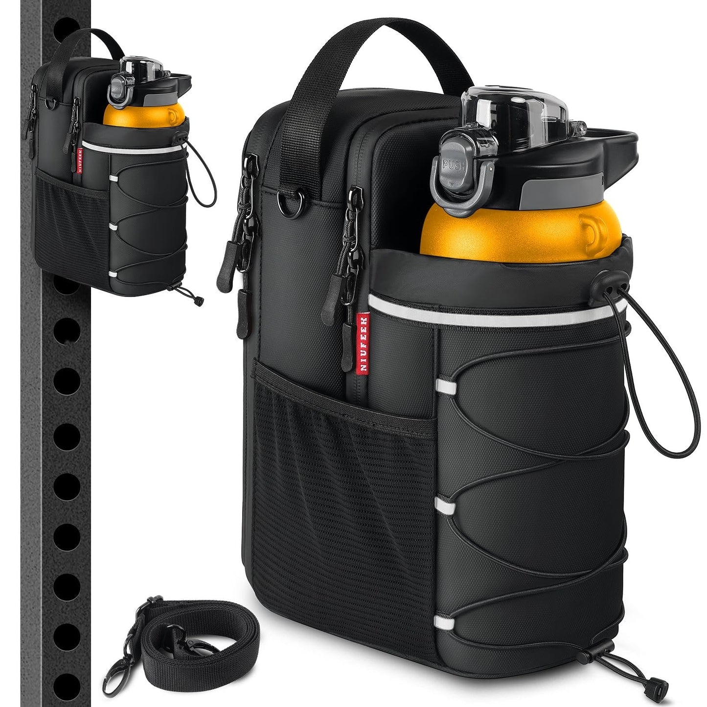 🏋️ Magnetic Gym Bag with Bottle Holder – Strong & Secure