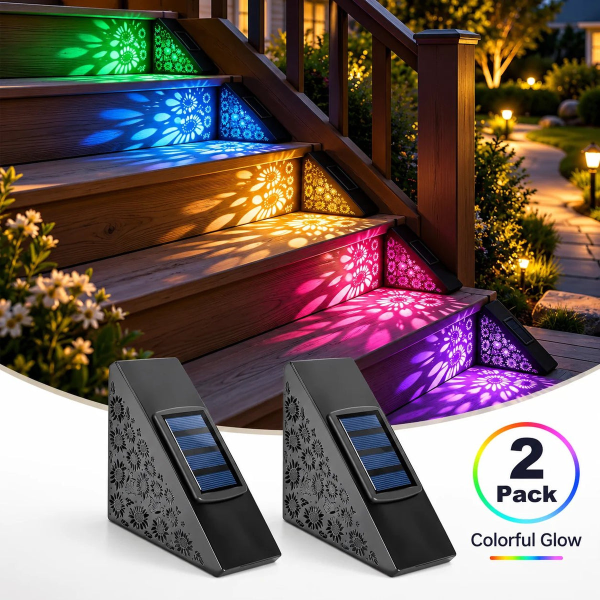 🔥Hot sales✨Solar Step Lights | Dusk-to-Dawn Outdoor Lighting with IP65 Weather Resistance & No Wiring 🌙