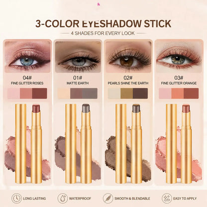 ✨ Tri-Color Gradient Eyeshadow Stick