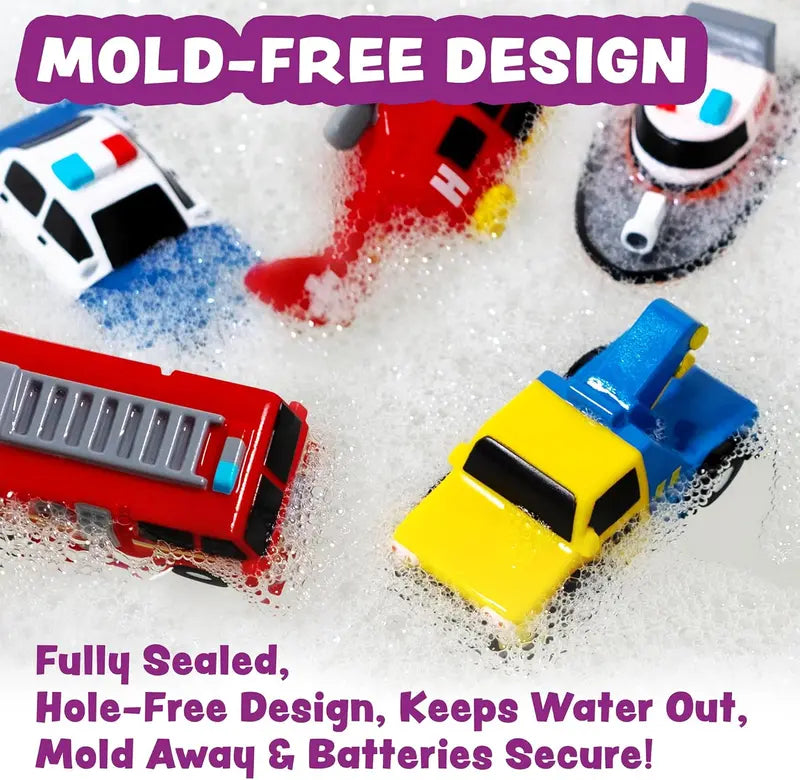 🚑6-Piece Baby Emergency Car Bath Toy - Water-Changing, Floating, Light-Up Sensory Learning Tool