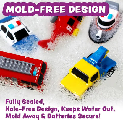 🚑6-Piece Baby Emergency Car Bath Toy - Water-Changing, Floating, Light-Up Sensory Learning Tool