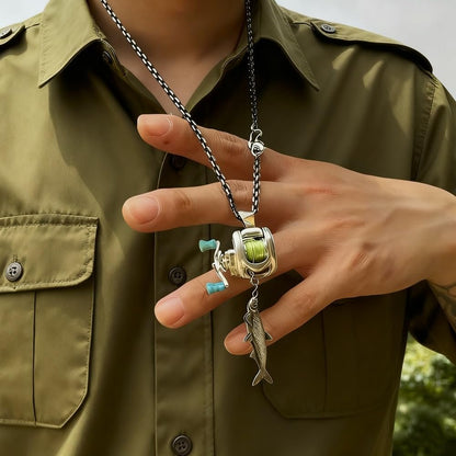 😍 Collectible Mini Fishing Reel Pendant Necklace for Anglers