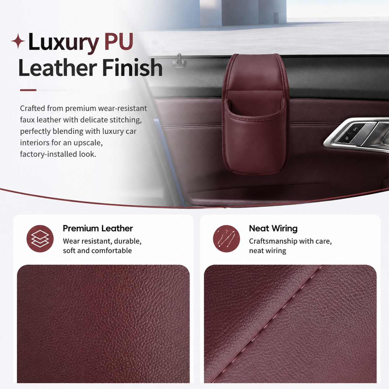 🚘Premium Leather Car Door Storage Pocket