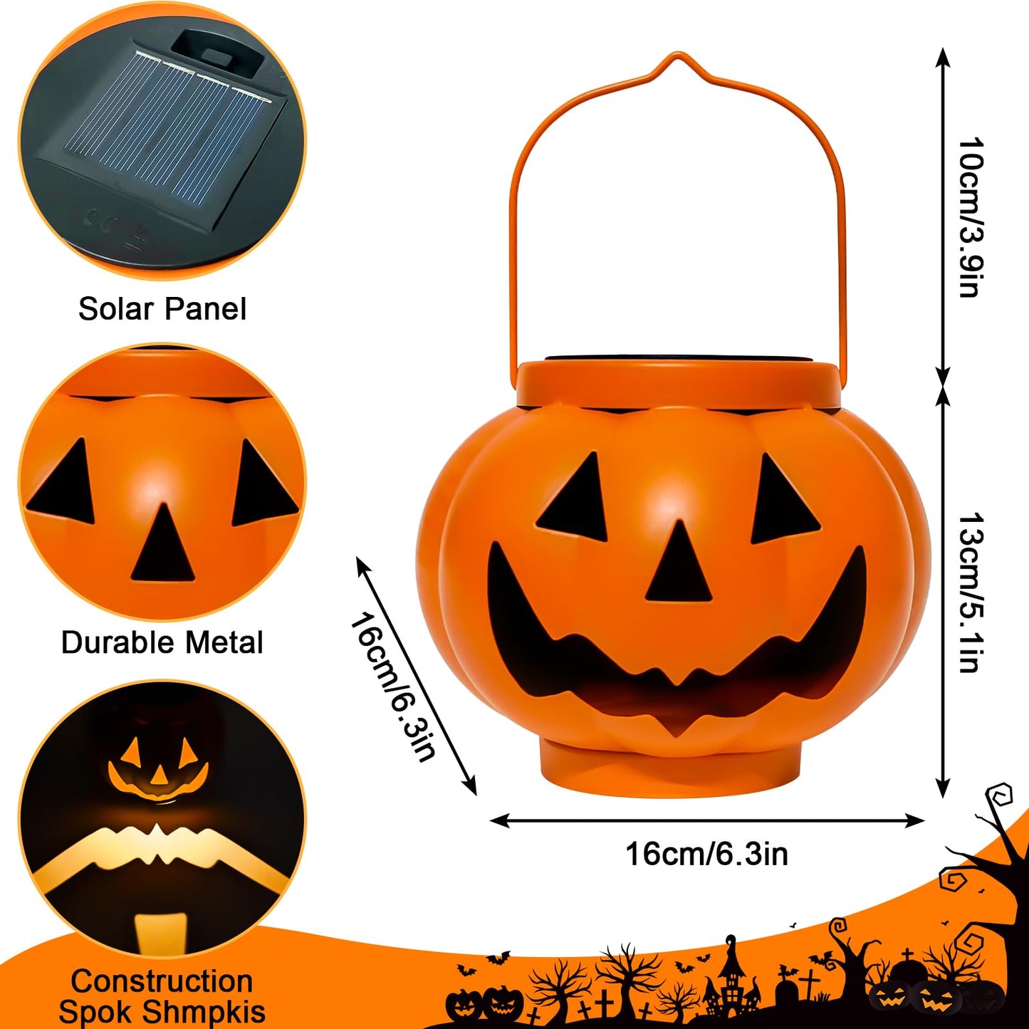 🎃 Solar-Powered Pumpkin Lantern | IP65 Weatherproof & Auto-Lit Halloween Decor